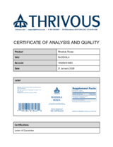 Certificate of Analysis and Quality for Rhodiola Rosea